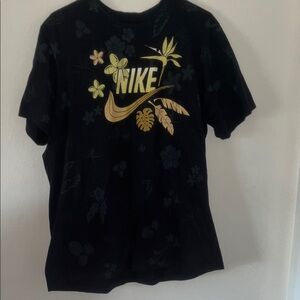 Nike men’s Black Tee with Gold Floral Design